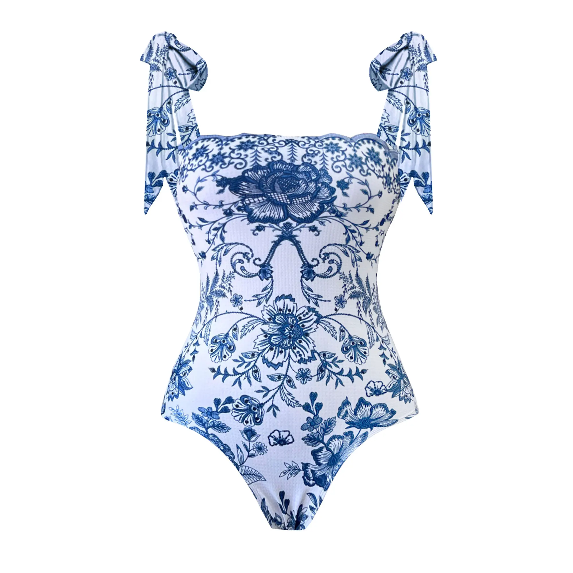 2026 New Retro One Piece Swimsuit Skirt Shoulder Strappy Swimsuit Print Floral Swimwear Women Slimming Bathing Suit Beach Wear