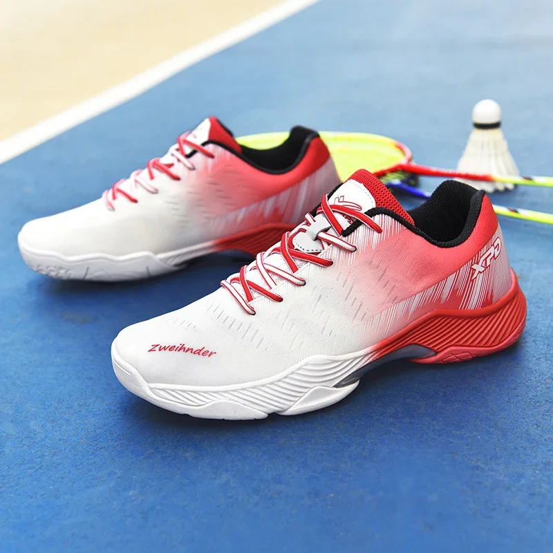 

Professional Men Badminton Shoes Anti-Slippery Indoor Volleyball Sport Trainer White Red Men Table Tennis Sneakers J-15