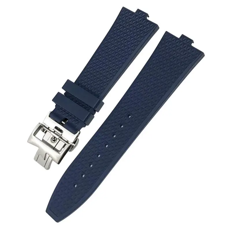 PCAVO 24mm*7mm Fluoro Rubber Quick Release Watchband Fit For Vacheron Constantin 5500V 4500V 7900 Black Blue Watch Men