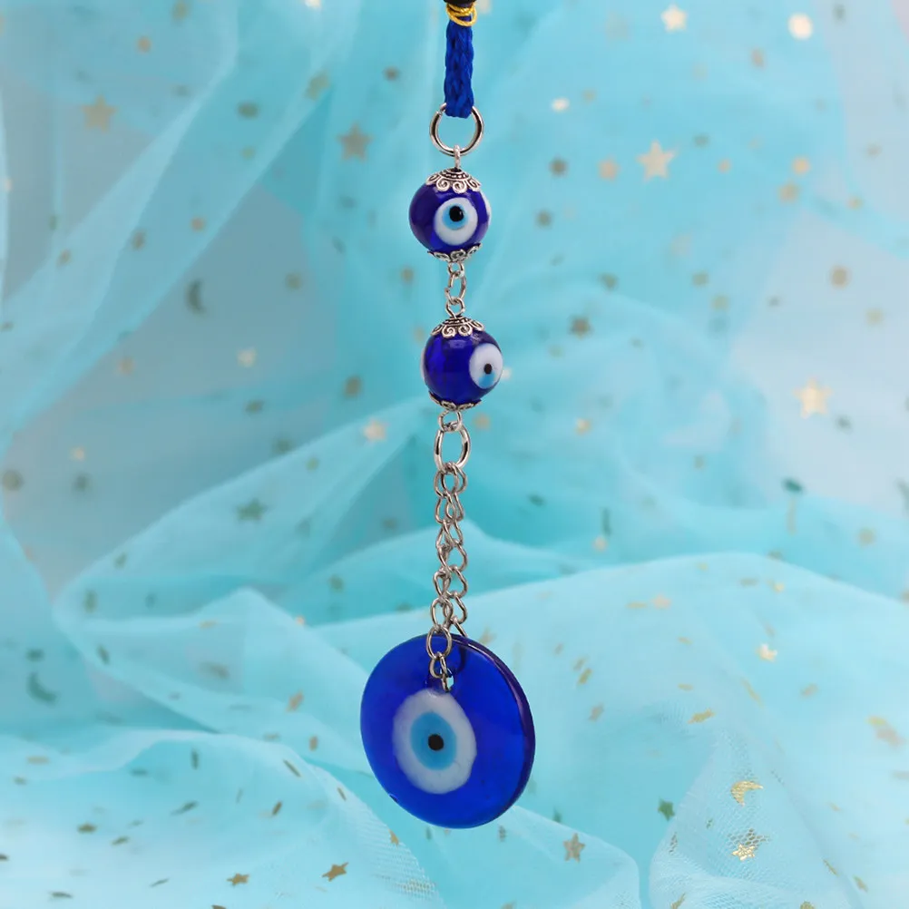Blue Evil Eye Amulet Turkish Hanging Ornament Wall Decor Housewarming Gift Blessing Charm for Car Keys Bag Backpack Home Office