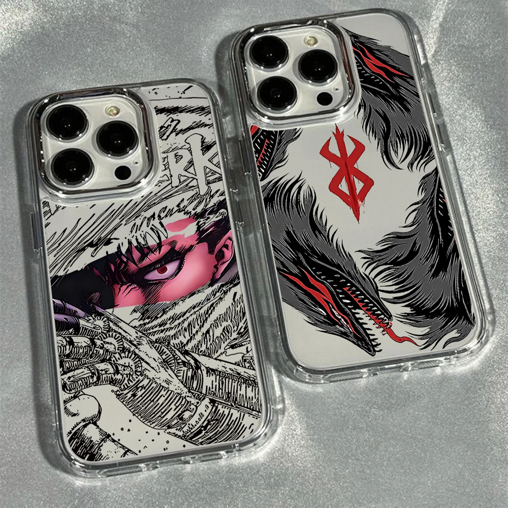 Anime Berserk Guts Handyhülle für iPhone 18 17 Air 16 16e 15 14 Plus 13 12 11 Pro Max X XR XSMAX Luxuriöse Transparente Hülle