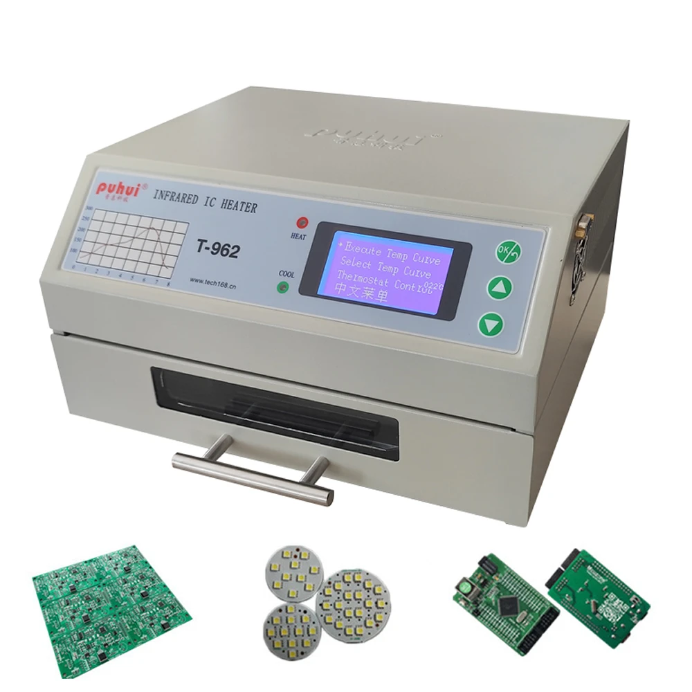 110V/220V 800W Desktop Reflow Oven T-962 Infrared IC Heater Soldering Machine 180 x 235mm T962 for BGA SMD SMT Rework