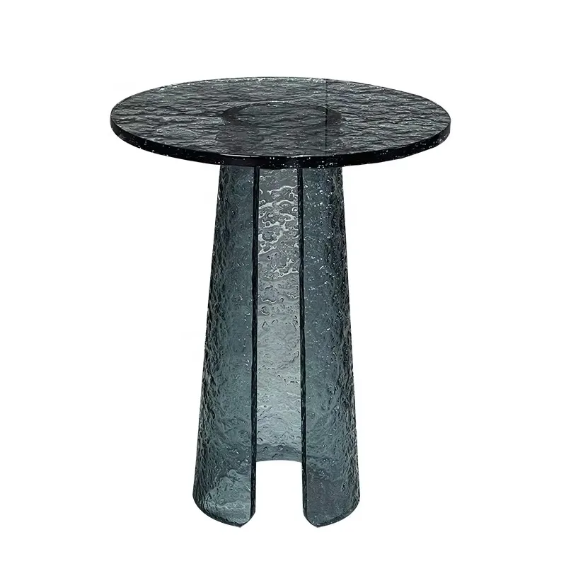 

Blue water corrugated acrylic coffee table scratch-resistant wear-resistant, easy to clean