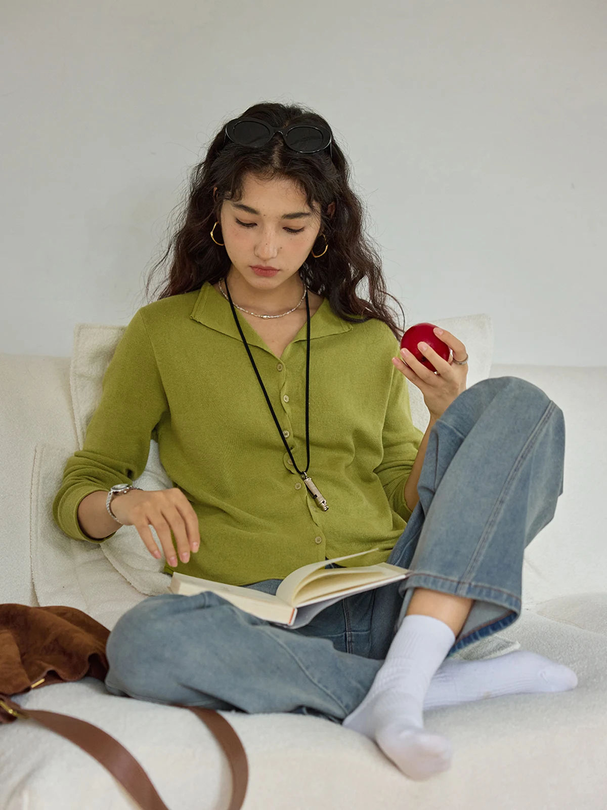 

Solighter Vintage Long Sve Knitted Open Cardigan Women's Autumn New Sle Slimming Knitted Top Cotton Linen Blend Comfortable