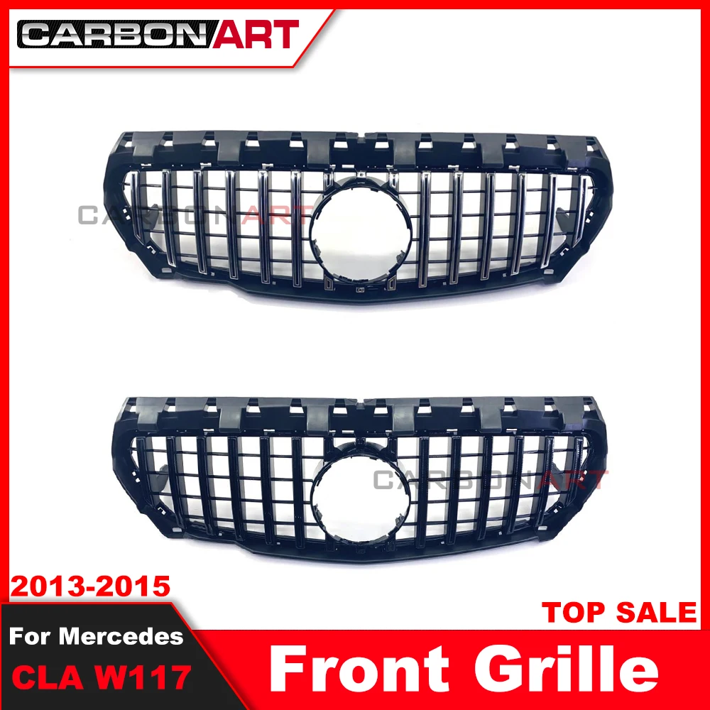 2013-2015 Black Silver Replacement Front Bumper GT Grille Fit For mercede CLA Class W117 GT Gril C117 Coupe X117 Shooting Brake