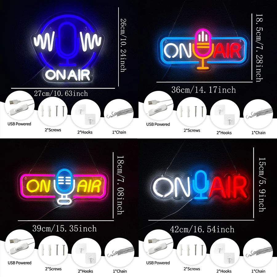 On Air Series Neon Sign For Wall Decor,Led Neon Light For Broadcasting Room,Live Room,Game Room,Bedroom Decor,Music Studio,Bar