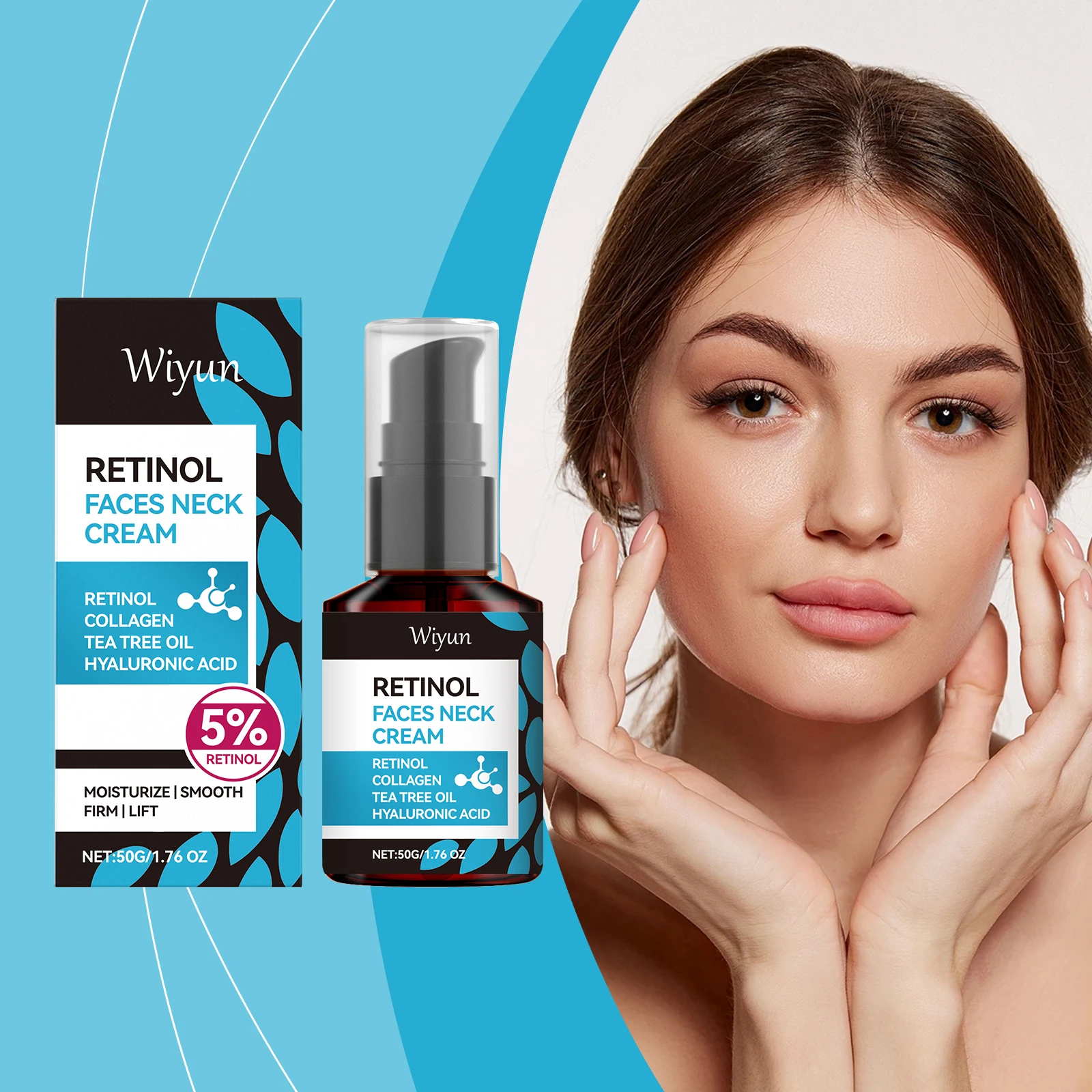 "Wiyun Retinol Cream for Face & Neck - Anti-Aging Collagen Booster z kwasem hialuronowym i olejkiem z drzewa herbacianego |   Głębokie nawilżenie, Wrin