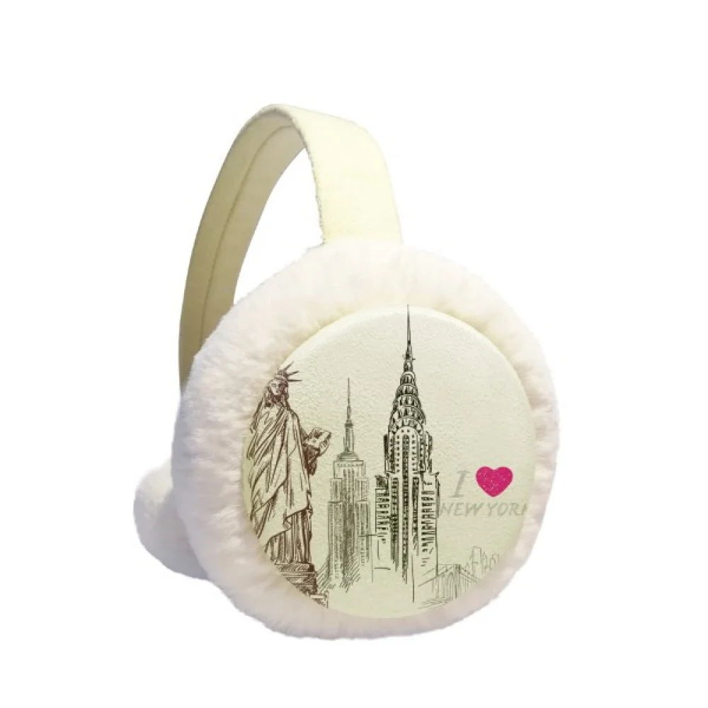 

I Love New York America Country City Winter Ear Warmer Cable Knit Furry Fleece Earmuff Outdoor