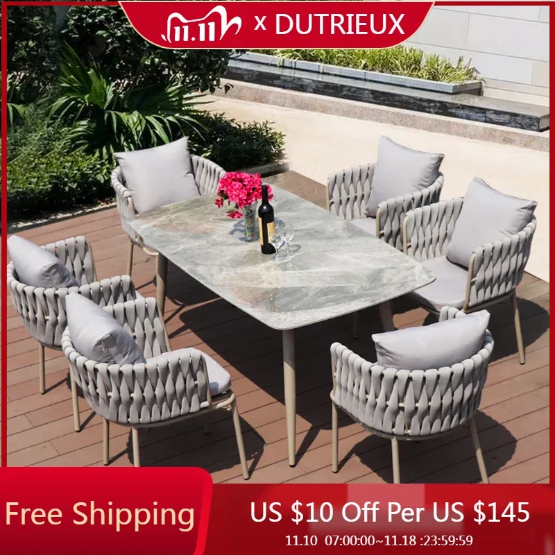 Luxury Balcony Outdoor Tables Rattan Chair Courtyard Nordic Outdoor Tables Lounge Grey Aire Acondicionado Cuarto Home Furniture