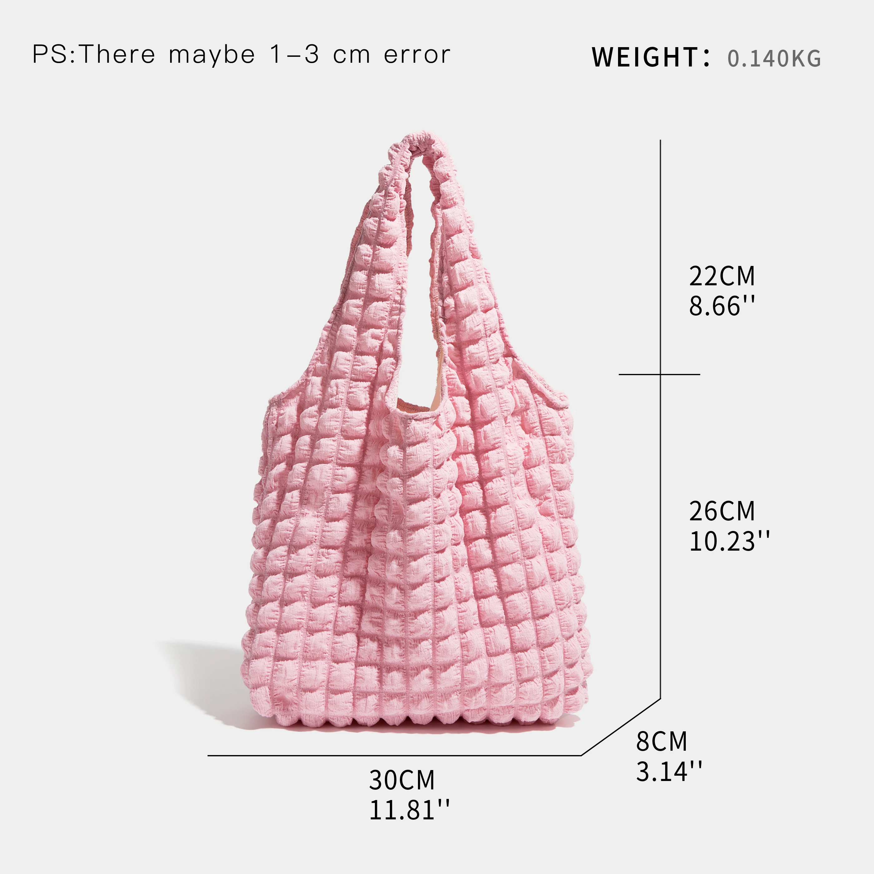 MABULA Korean Bubble Quilted Woman's Tote Bag Lightweight Fashion Cute Pink Shoulder Purse 2023 Trend Casual Lady Daily Handbag