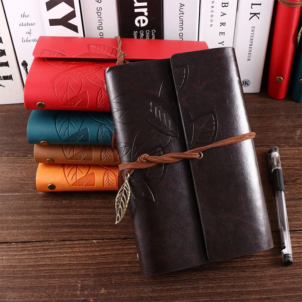 

Retro Literature Planners Notepad Diary Sketchbook Kraft Journal Paper Replaceable Vintage Notebook Spiral Note Book PU Leather