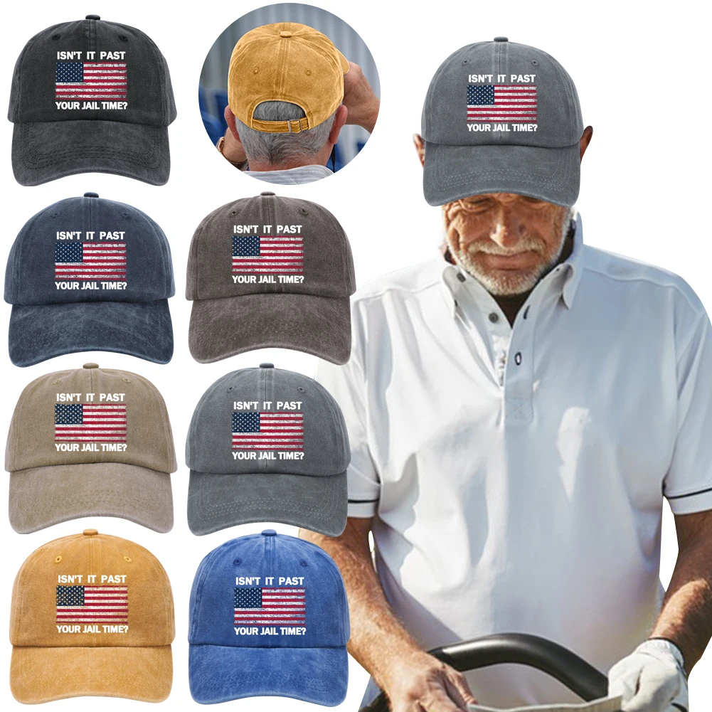 Isn't It Past Your Jail Time American Flag Baseball Cap Adjustable Unisex Baseball Hat Cotton Classic Fashion for Men and Women