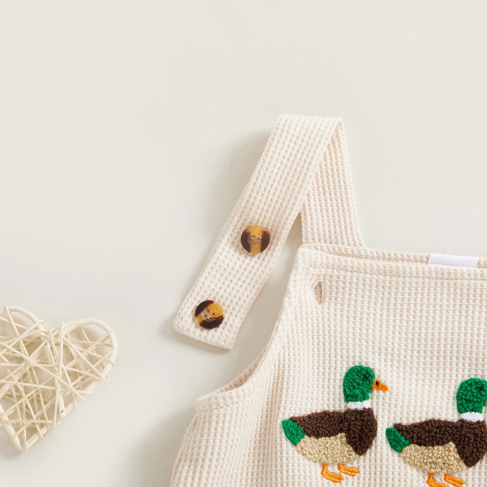 Tutina da neonato per bambina e ragazzo, senza maniche, con collo quadrato, con ricamo a forma di anatra carina