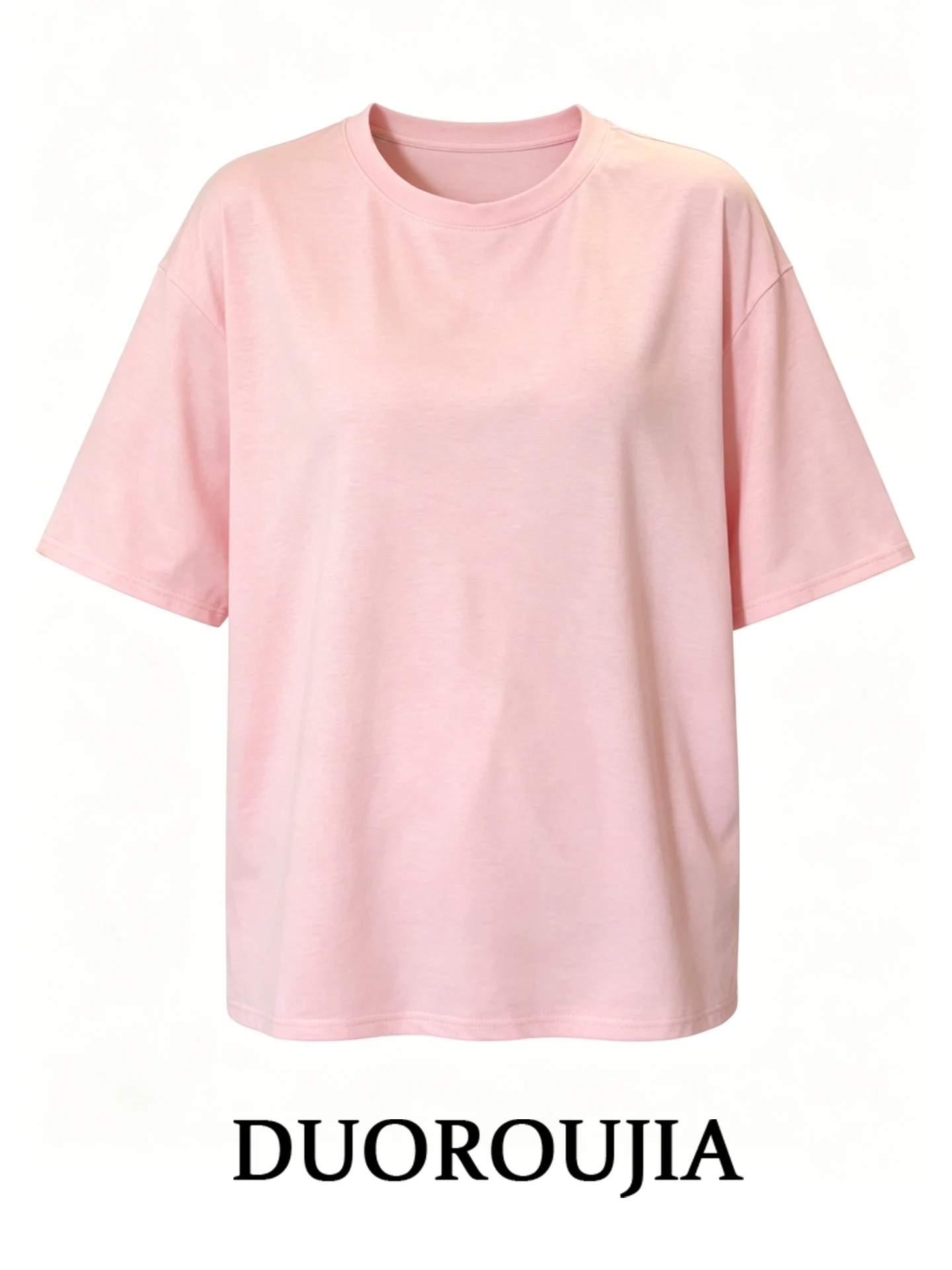 

Summer Loose Fit Color round Neck Short Sleeve T-Shirt Women's plus Size Korean Style Printed High Waist Casual Top