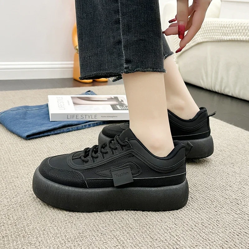 Women Platform Shoes Fltas Black White Free Shipping 2024 Women\'s Sports Cheap Sneakers Lady Woman Trend Spring Sneaker Walking