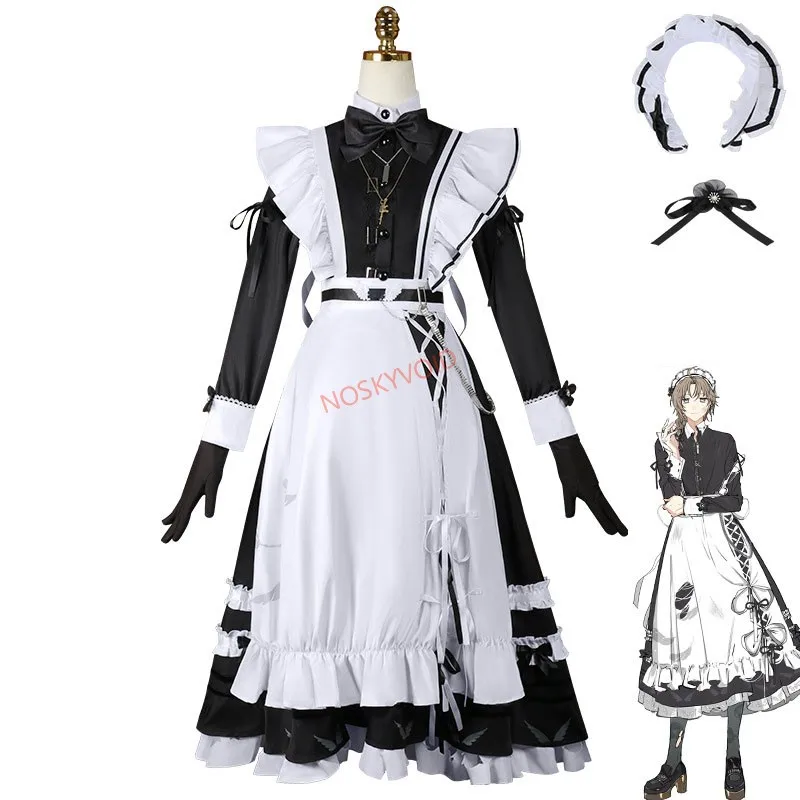 

Nijisanji Kanae Cosplay Costume Unisex Maid Outfit Virtual YouTuber Gamers Kanakana Apron Dress Halloween Vtuber Maid Costumes