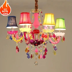European Style Children's Room Colorful Chandelier Girl Princess Bedroom Crystal Droplight Ktv Bar Atmosphere Pendent Lamp