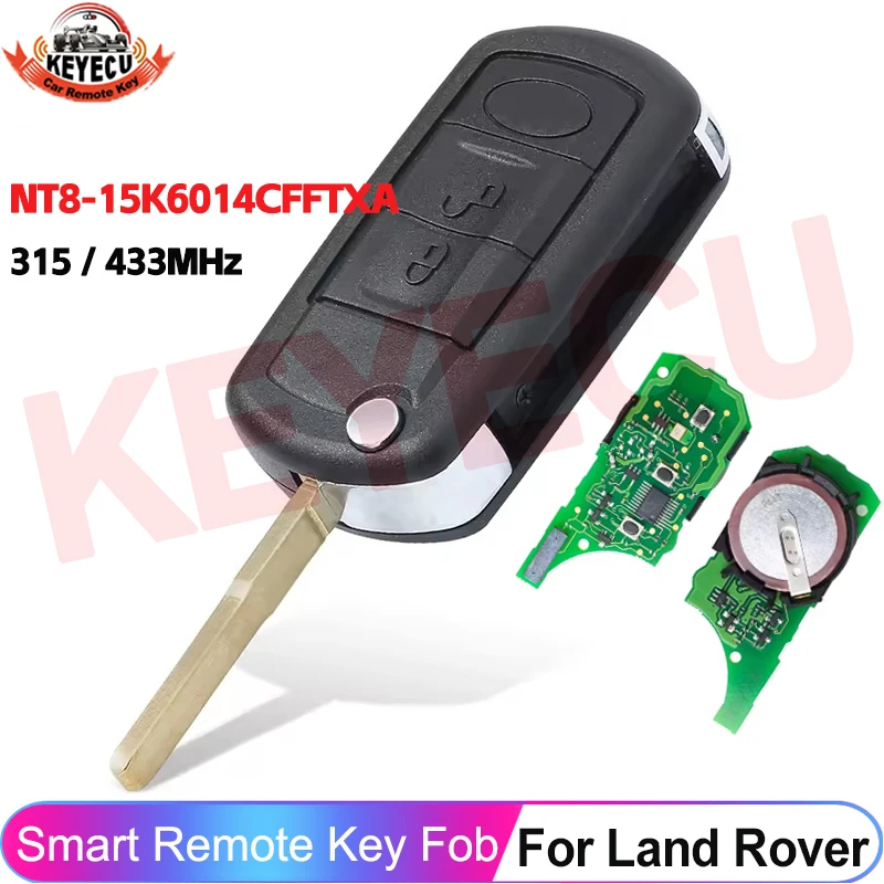 KEYECU Flip 315MHz/ 433MHz ID46 Chip 3 Buttons Car Remote Key For Land Rover LR3 Range Rover Sport Discovery 3 NT8-15K6014CFFTXA