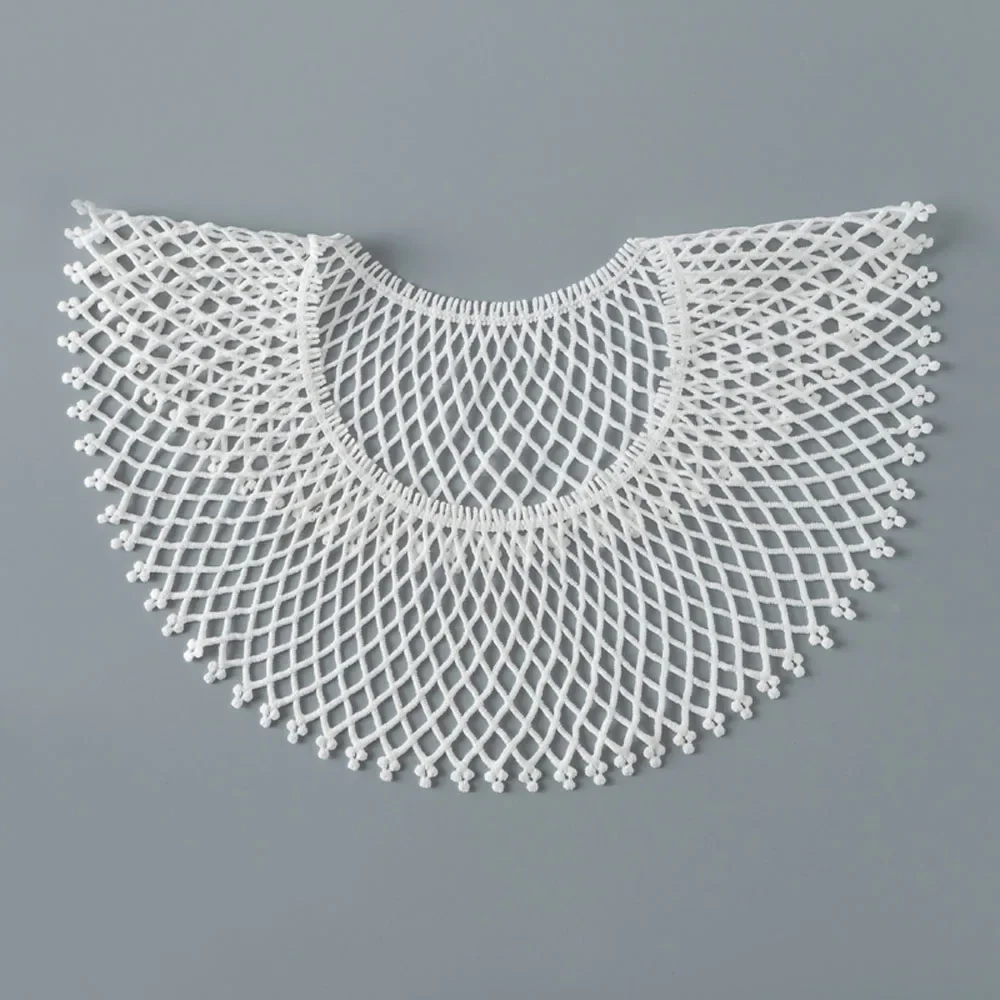 1Pc 메쉬 화이트 블랙 자수 레이스 패브릭 DIY 봉제 신부 아플리케 넥 라인 칼라 공예 Guipure 웨딩 장식