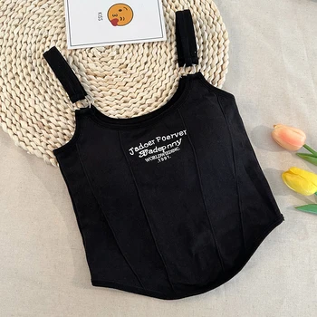 Soutiens-gorge en coton à imprimé lettre pour femmes, sous-vêtements minces, haut caraco rembourré, vêtements chauds pour filles, 1 pièce