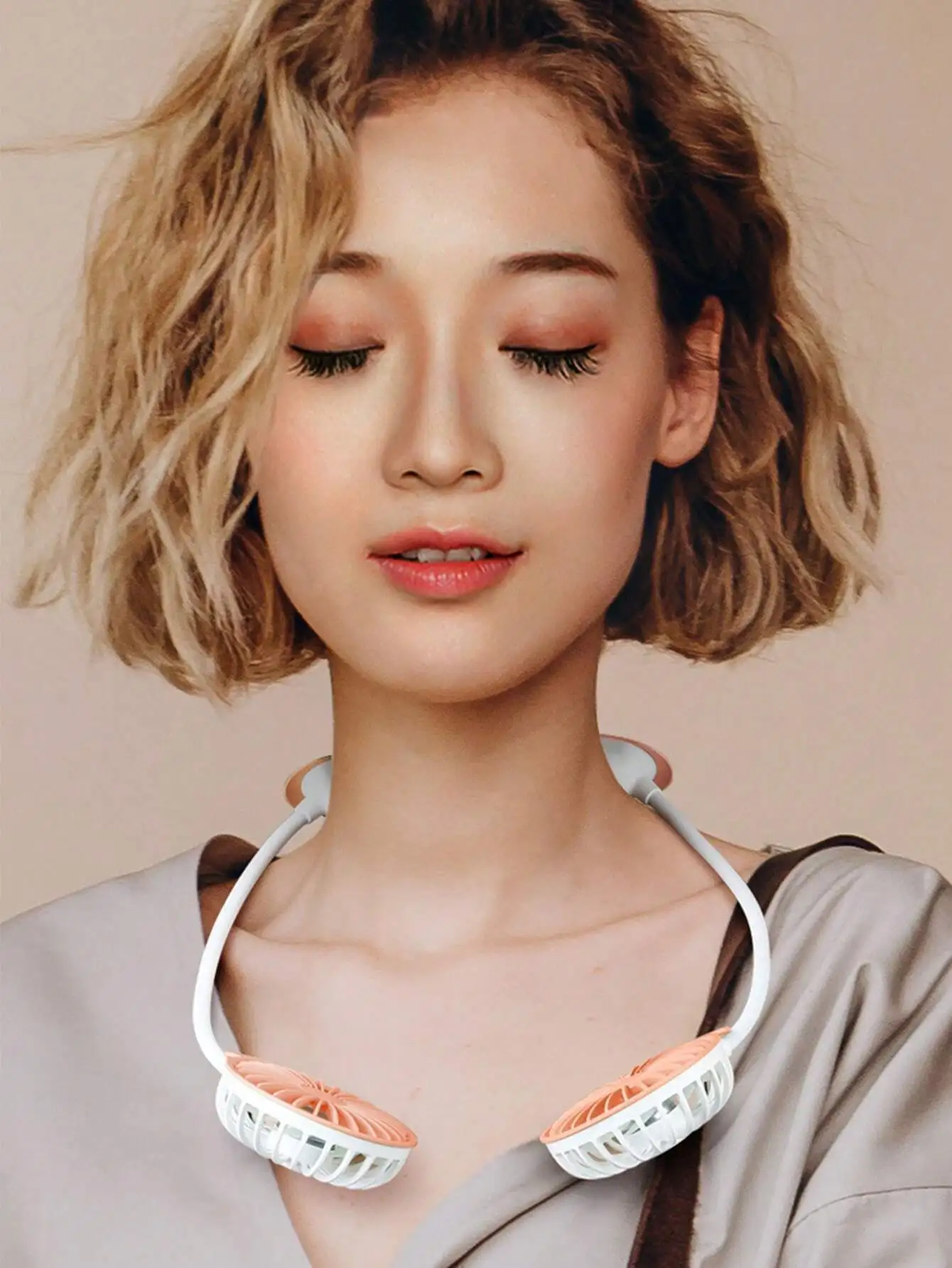 ポータブルUSB首掛けミニファン、充電式バッテリー付き折りたたみ式デスクトップパーソナルファン