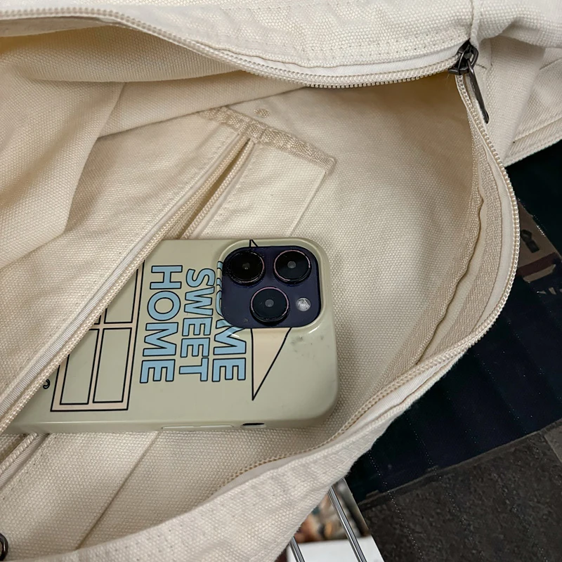 حقيبة كتف قماش عادية للنساء سعة كبيرة حقيبة كروسبودي بلون بسيط الطالبات حقيبة مدرسية حقائب اليد 2025 #6