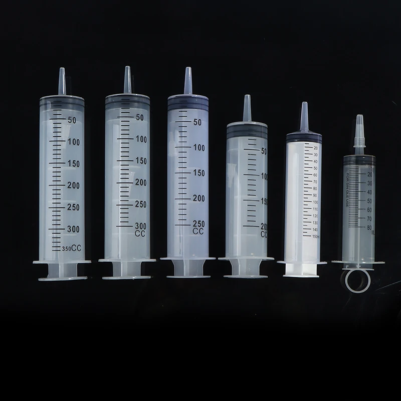 80-350ml Plastic Syringe Large Capacity Syringe Transparent Reusable Sterile Measuring Injection Syringe Nutrient Hydroponics