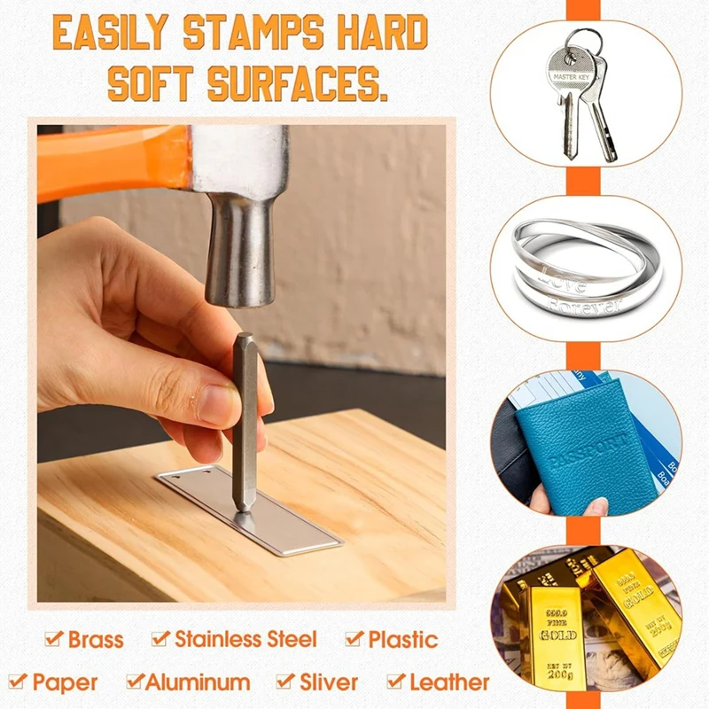 36 Pcs Steel Metal Stamping Set 1/8 Inch(3Mm) With 50 Pcs Aluminum Plant Label, Steel Number And Letter Stamp Tool Kit