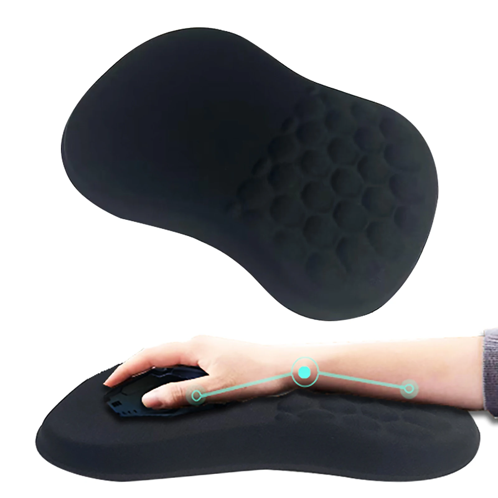 Imagem -02 - Black Ergonomic Mouse Pad com Descanso de Pulso Suporte de Pulso Game Mouse Mat Espuma de Memória Design de Massagem Soft Computer Mat