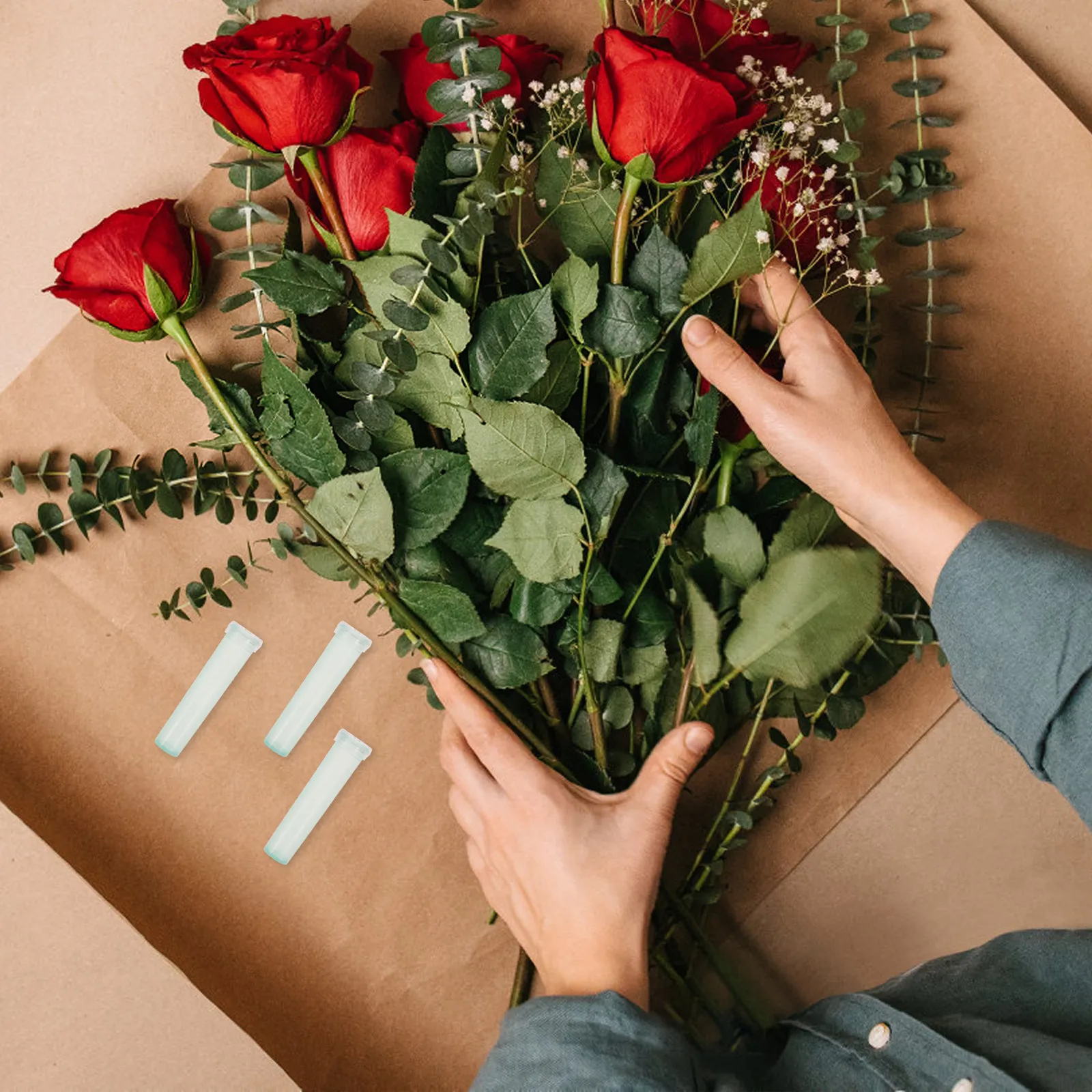 

100Pcs Floral Water Tubes Green Flower Stem Storage Tubes Floral Arrangement Supplies Fresh Flower Water Vials for Wedding Home