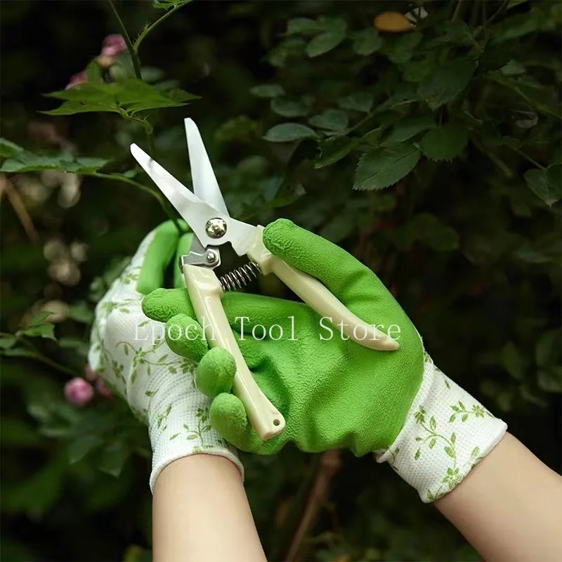 Guantes de trabajo de látex de espuma transpirable para mujer, guantes de goma para jardinería, paisaje, bricolaje, talla única