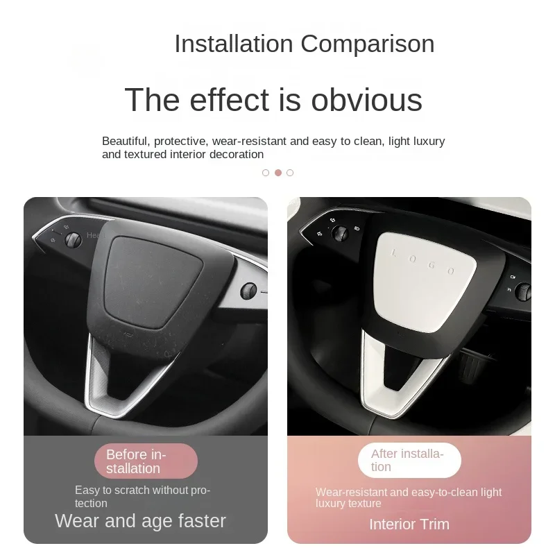 Steering Wheel Cover for Tesla Model 3 Highland White Interior Stickers Car Decoration Modification Accessories for New Model3