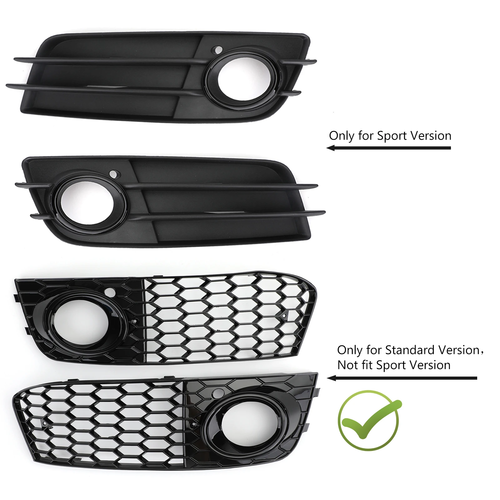 Artudatech Pair Honeycomb Mesh Fog Light Open Vent Grill Intake For Audi A4 B8 2009 2010 2011 2012