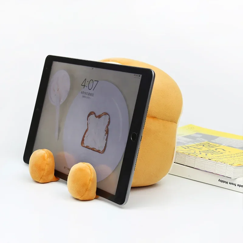 Furry Toast Alarm Clock Light USB Charging Mobile Phone Stand Dimmable Night Light; Bedside Sleeping LED Timer