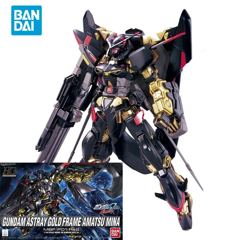 Bandai-Figura de ação Gundam Original, modelo original de Anime, HG 1: 144, ASTRAY Gold Frame, AMATSU Mini Brinquedos, presentes colecionáveis para crianças