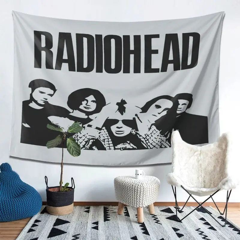 VIKAMA Wall Tapestry Radio Commander Band Tapestry Vintage Rock Black and White Silhouette Printed Print Tapestry Hanging