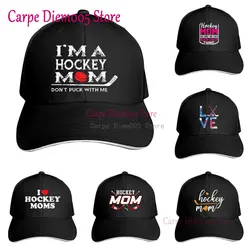 Hockey Mom Hats for Men Women Baseball Cap Sun Protection Trucker Cap Black