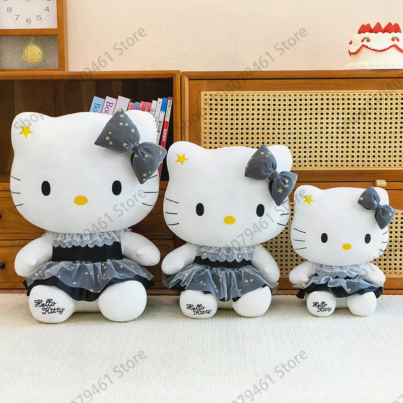 

Sanrio Hello Kitty Black Lace Dress Plush Toy Stuffed Doll Soft Kawaii Fluffy Anime Home Decor Gift Girls Kids Lovely Cute Daily