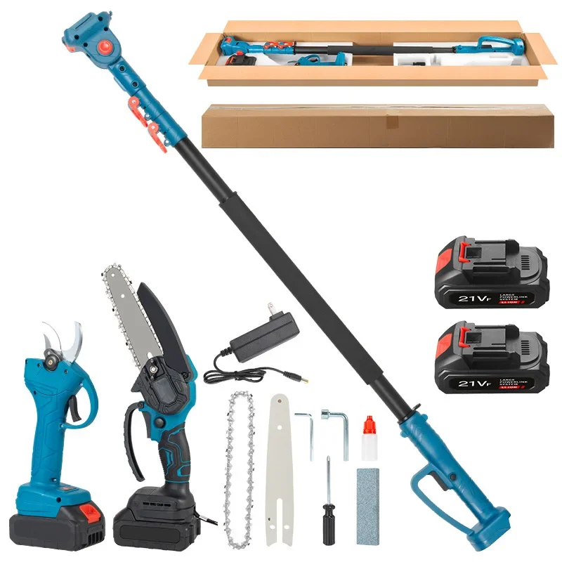 Pemangkas Dahan Listrik Isi Ulang dengan Baterai Li-ion, Panjang Ekstra untuk Pemangkasan Dahan, Alat Kebun Lintas Negara