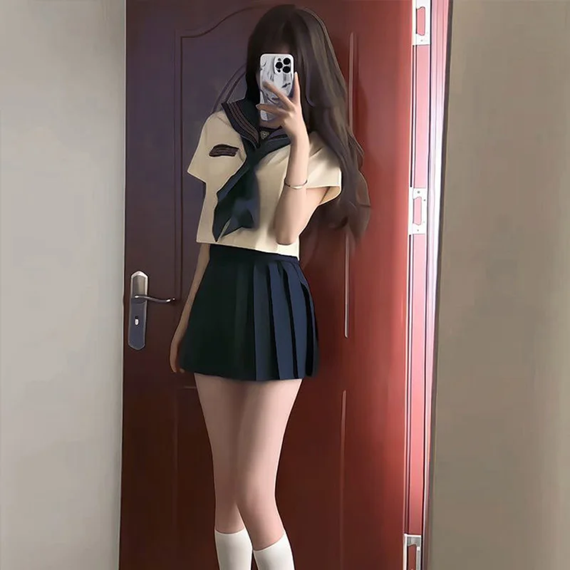 Costume cosplay uniforme scolastica per ragazze uniforme scolastica giapponese Anime Girl Lady Lolita Sailor Top cravatta gonna a pieghe
