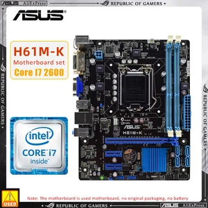 Kit Motherboard ASUS LGA 1155 dengan Dukungan CPU H61M-K+I7 2600 i5-2500K 3570K i7-2700K 3770K CPU 2xDDR3 1600MHz ATX Mikro 16GB 16GB 10 penjualan terbaik motherboard i5 4590 - №