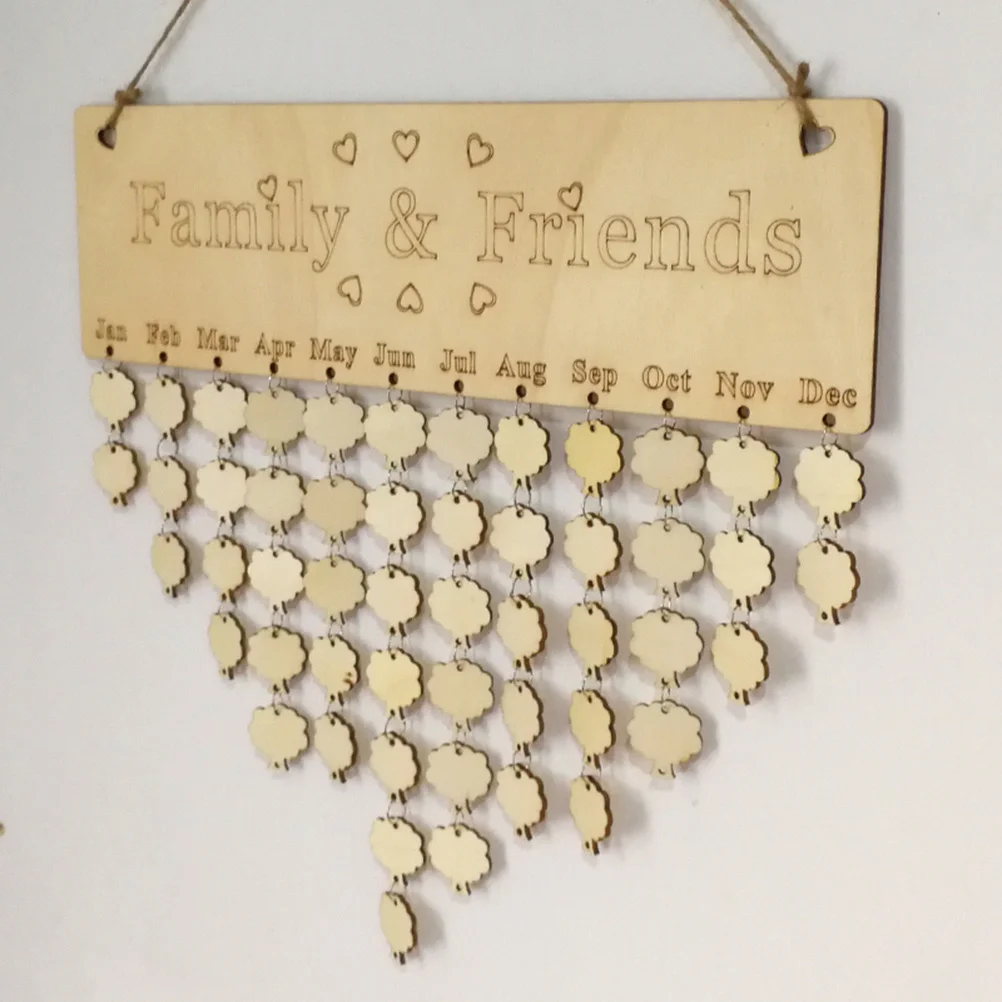 

Family Friends Birthday Reminder Wooden Board Calendar 1xplaque 1xrope 50xtree Accessories Home Decor Gift Wooden Board Calendar