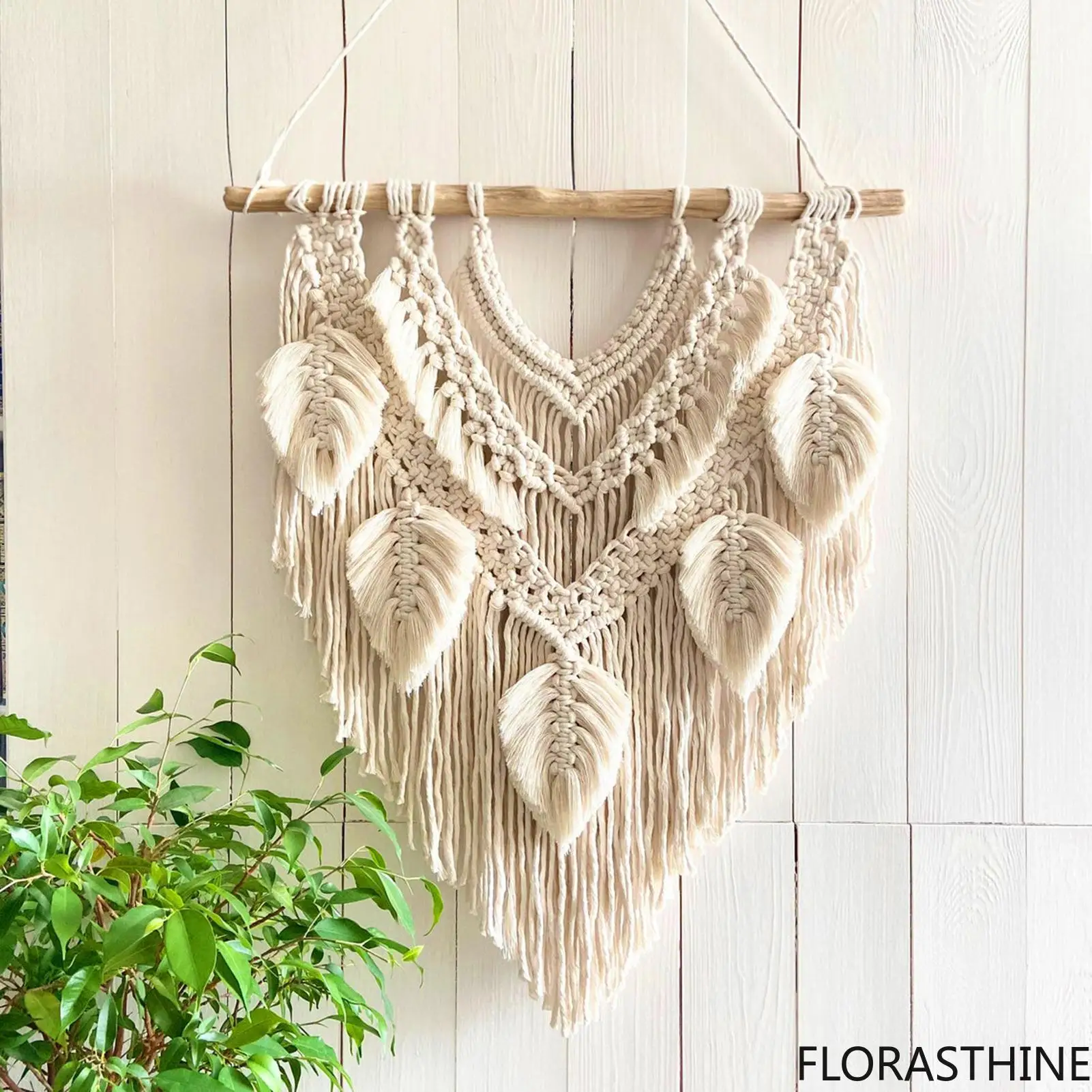 Nordics Bohemian Weaving Tapestry Macrame Wall Decoration Wall Hand Decoration Woven Leaves Modern Minimalist