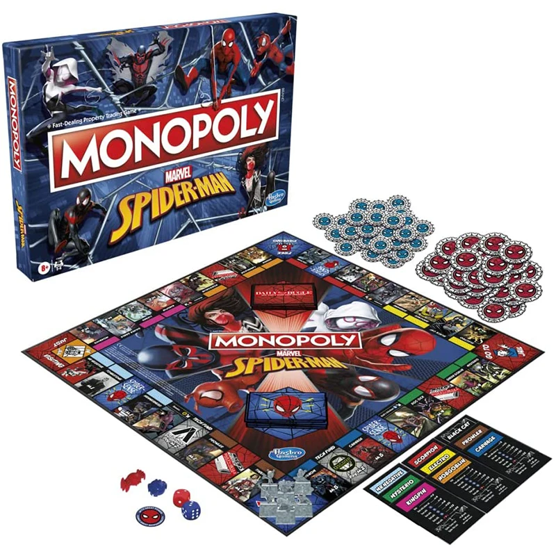 Hasbro Gaming Monopoly Card Game for Kids Marvel SpiderMan Board Game Play Anime Figure Token Board Family Game Party Kids Toys