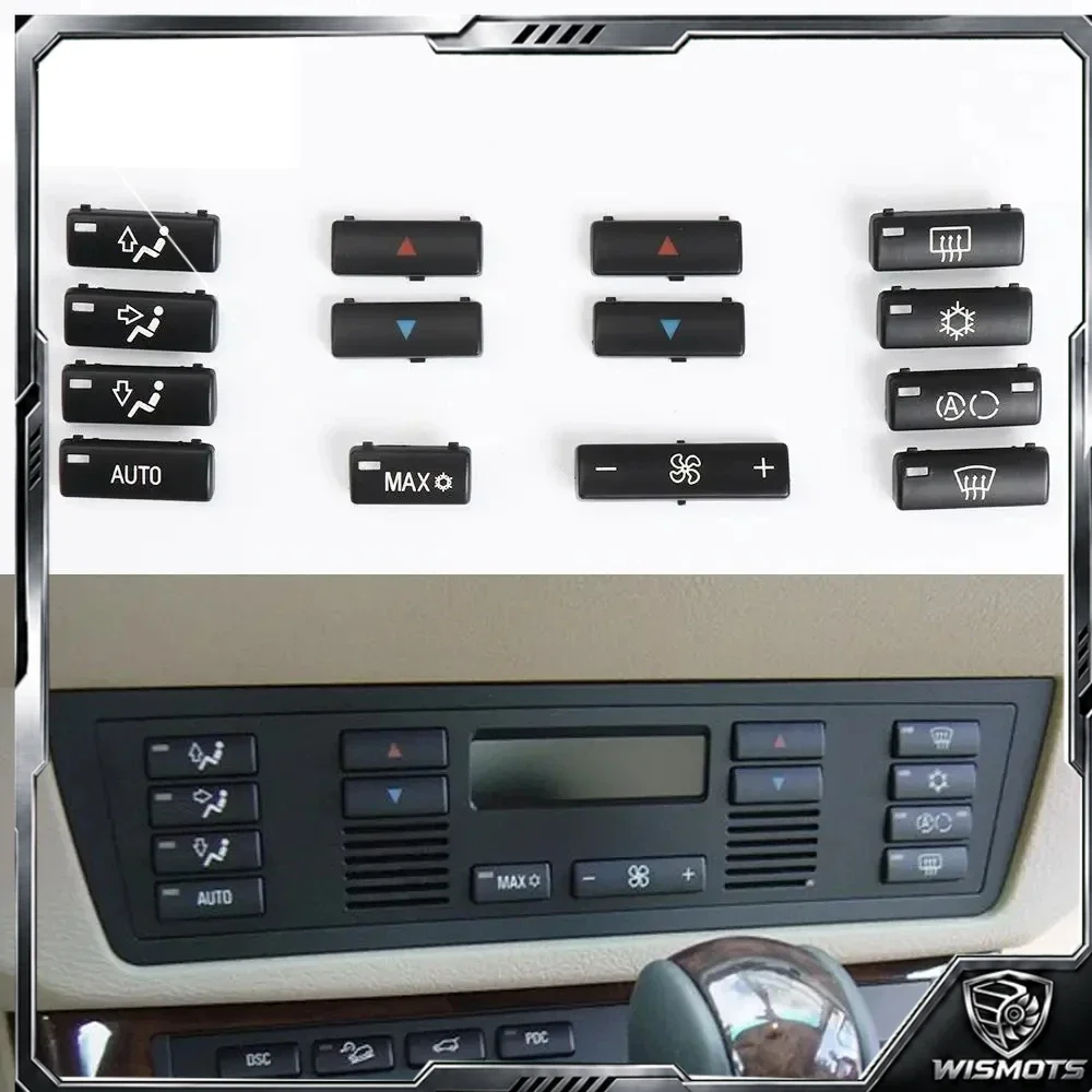 1Set 14 pcs Car Climate Control Air Conditioning Switch Button Covers for BMW X5 E53 1999-2006 E39 1996-2002