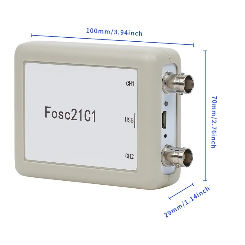 Fosc21C1 2-channel USB PC oscilloscope 1Mhz sampling rate portable oscilloscope MCU development