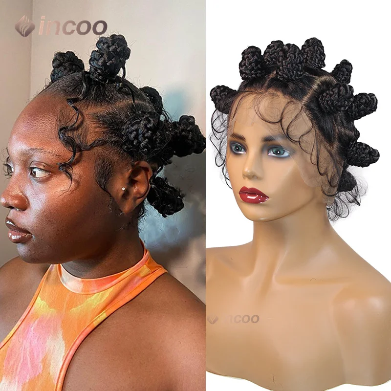 

Bantu Knots Плетеные парики Синтетические парики фронта шнурка Короткие кошельки Полные парики шнурка Goddess Box Плетение волос Парик для чернокожих женщин