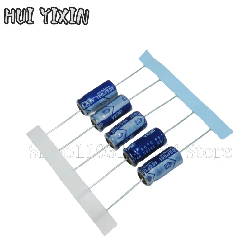 5PCS VX original imported axial horizontal electrolytic capacitor 50V100UF 8X16 Nikon Blue Robe 8*16