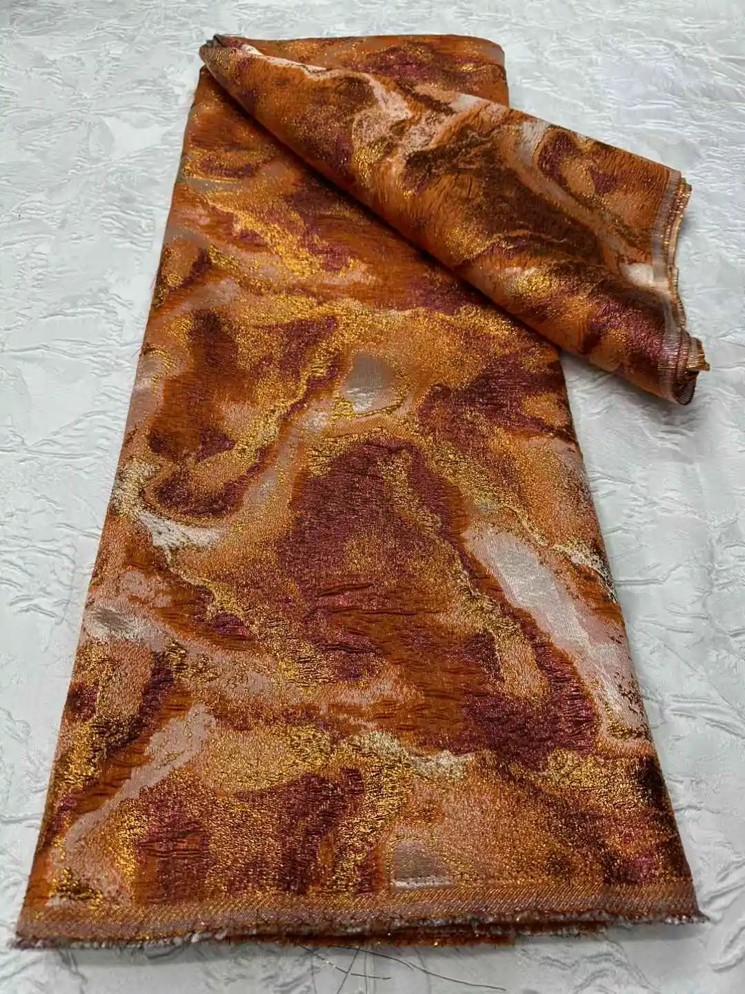 Tecido de renda brocado francês 2025 de alta qualidade dourado luxo tecido de renda nigeriano elegante vestido de festa para mulheres costura-CW