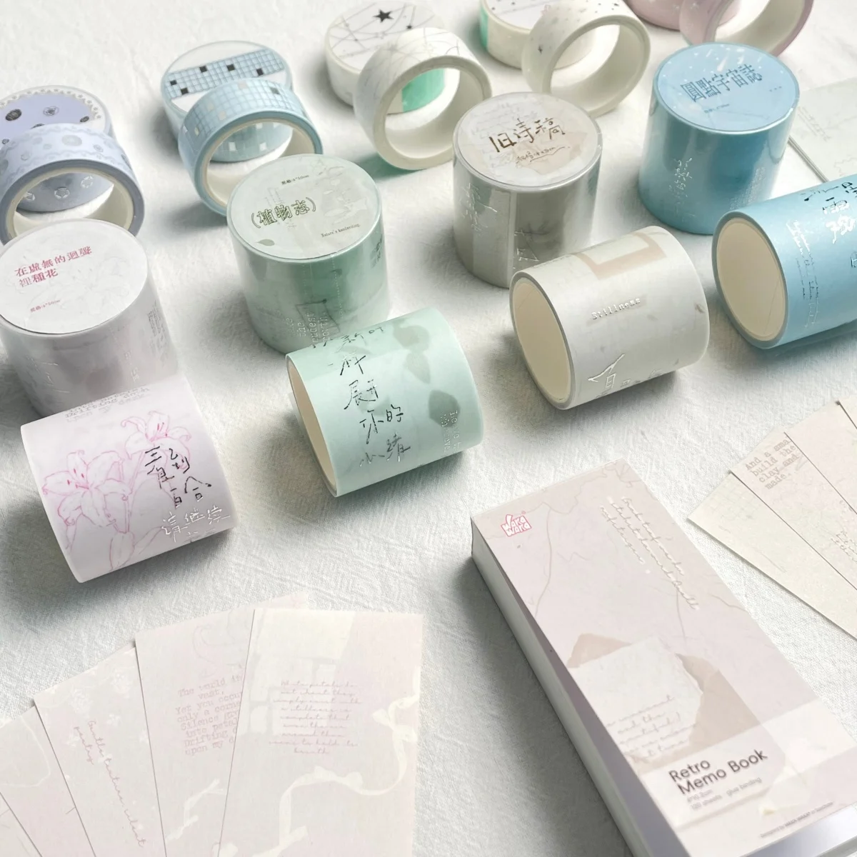 wakawaka-vintage-aesthetic-11pcs-set-diary-washi-tape-stickers-masking-tape-scrapbook-stickers-memo-pad-craft-gift